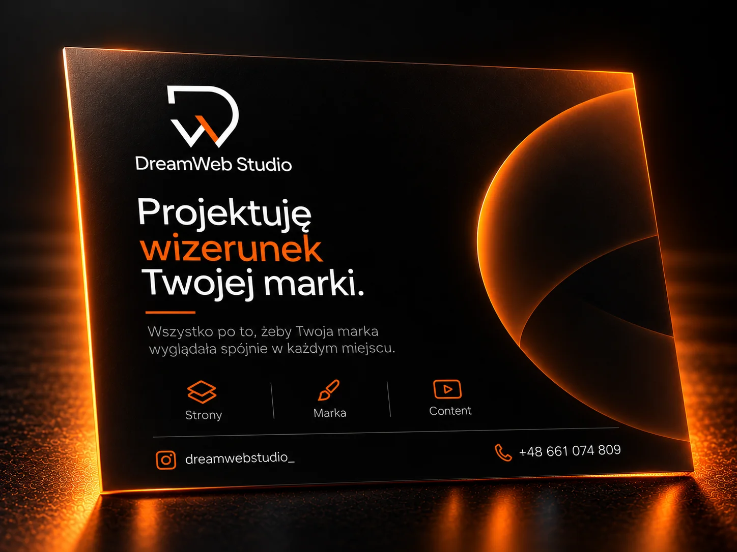 Przykładowa ulotka DreamWeb Studio z komunikatem o wizerunku marki